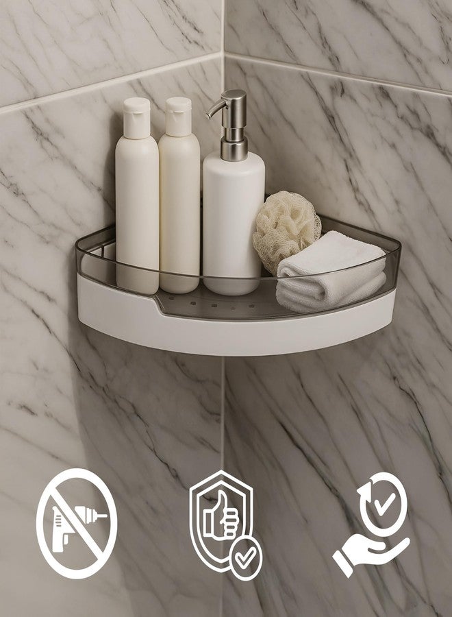 IBELL No-Drill Corner Wall-Mounted Bathroom Organizer Shelf, Adhesive Rack for Home & Kitchen - Image 2